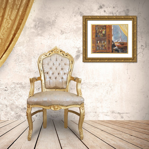 Reading Corner Gold Ornate Wood Framed Art Print with Double Matting by Marie, Susanne