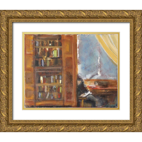 Reading Corner Gold Ornate Wood Framed Art Print with Double Matting by Marie, Susanne