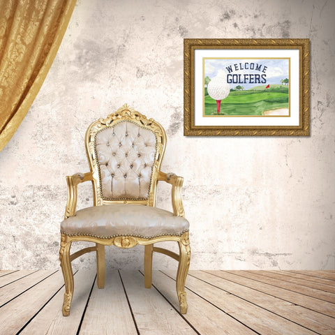 Golf Days landscape I-Welcome Gold Ornate Wood Framed Art Print with Double Matting by Reed, Tara