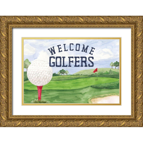 Golf Days landscape I-Welcome Gold Ornate Wood Framed Art Print with Double Matting by Reed, Tara