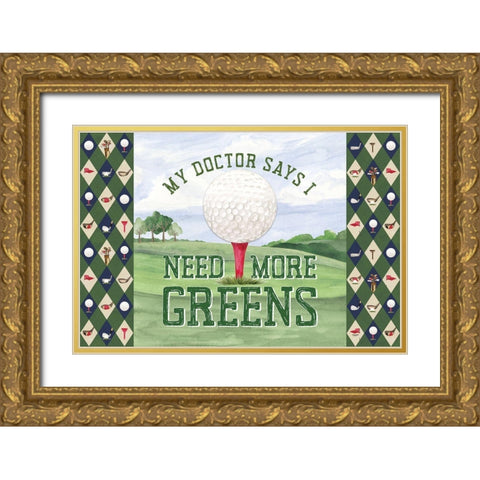 Golf Days landscape III-More Greens Gold Ornate Wood Framed Art Print with Double Matting by Reed, Tara