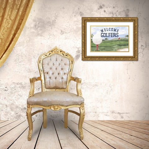 Golf Days neutral landscape I-Welcome Gold Ornate Wood Framed Art Print with Double Matting by Reed, Tara
