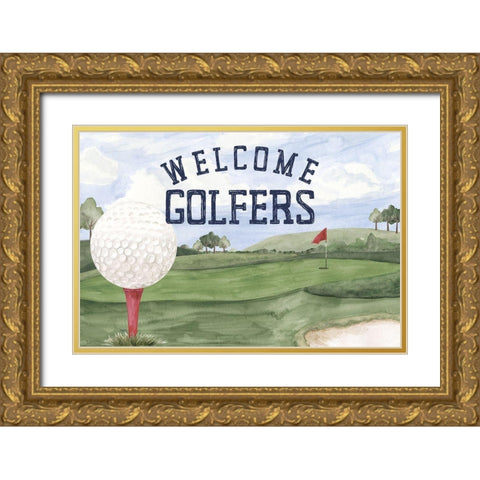 Golf Days neutral landscape I-Welcome Gold Ornate Wood Framed Art Print with Double Matting by Reed, Tara