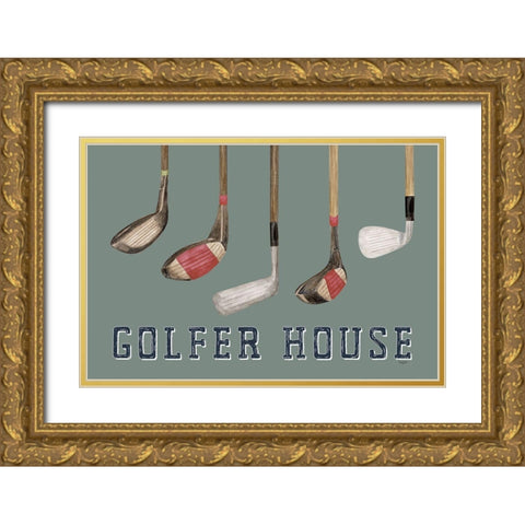 Golf Days neutral landscape II-Golfer House Gold Ornate Wood Framed Art Print with Double Matting by Reed, Tara