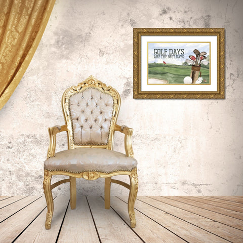 Golf Days neutral landscape IV-Best Days Gold Ornate Wood Framed Art Print with Double Matting by Reed, Tara
