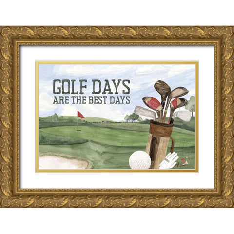 Golf Days neutral landscape IV-Best Days Gold Ornate Wood Framed Art Print with Double Matting by Reed, Tara