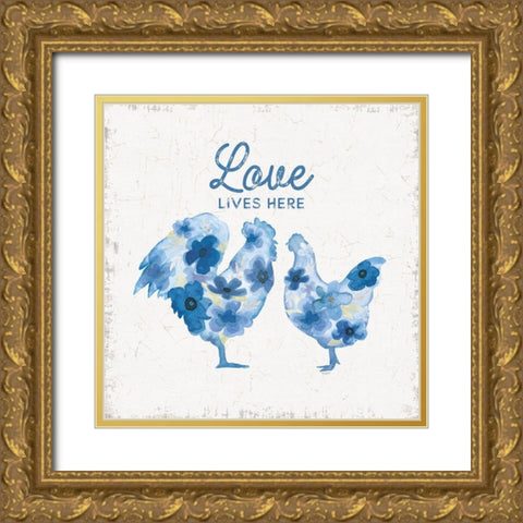 Country Cottage Field IV flowers Gold Ornate Wood Framed Art Print with Double Matting by Reed, Tara