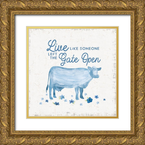 Country Cottage Field V wash Gold Ornate Wood Framed Art Print with Double Matting by Reed, Tara