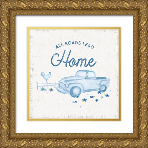 Country Cottage Field VII wash Gold Ornate Wood Framed Art Print with Double Matting by Reed, Tara