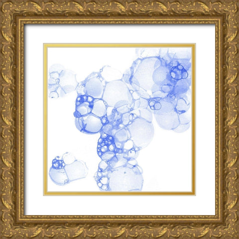 Bubble Square blue I Gold Ornate Wood Framed Art Print with Double Matting by Wilson, Kelsey