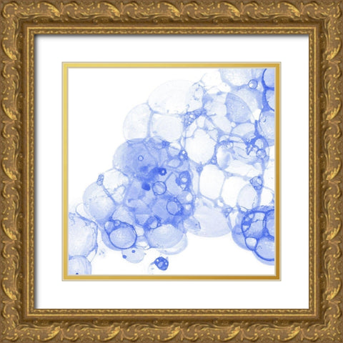 Bubble Square blue II Gold Ornate Wood Framed Art Print with Double Matting by Wilson, Kelsey