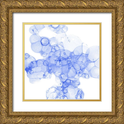 Bubble Square blue III Gold Ornate Wood Framed Art Print with Double Matting by Wilson, Kelsey
