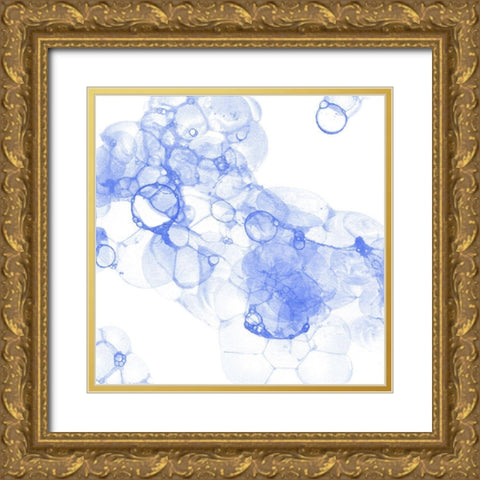 Bubble Square blue IV Gold Ornate Wood Framed Art Print with Double Matting by Wilson, Kelsey