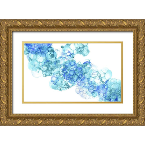 Bubblescape aqua And blue I Gold Ornate Wood Framed Art Print with Double Matting by Wilson, Kelsey