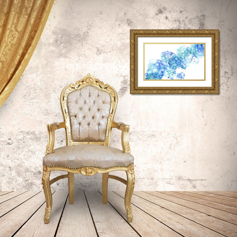 Bubblescape aqua And blue II Gold Ornate Wood Framed Art Print with Double Matting by Wilson, Kelsey