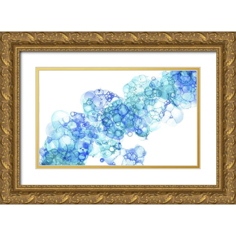 Bubblescape aqua And blue II Gold Ornate Wood Framed Art Print with Double Matting by Wilson, Kelsey