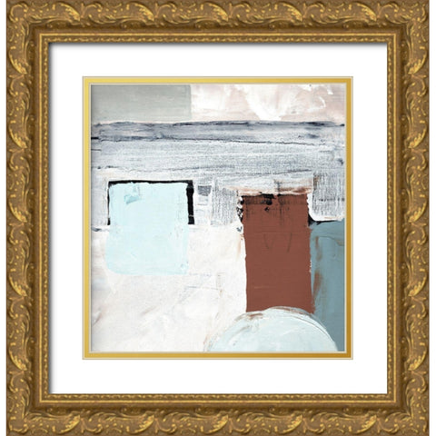 Blocks and Circles abstract I Gold Ornate Wood Framed Art Print with Double Matting by Chapman, Marcy