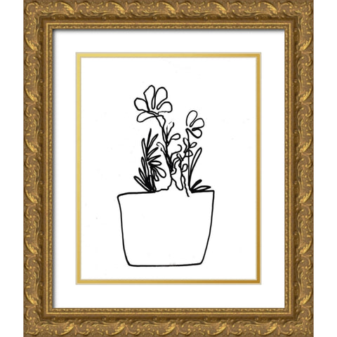 Hand Sketch Flowerpot I Gold Ornate Wood Framed Art Print with Double Matting by Chapman, Marcy