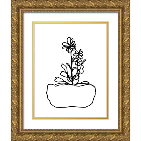 Hand Sketch Flowerpot II Gold Ornate Wood Framed Art Print with Double Matting by Chapman, Marcy