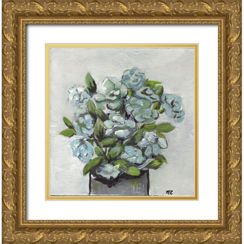 Fading Blue Gold Ornate Wood Framed Art Print with Double Matting by Chapman, Marcy