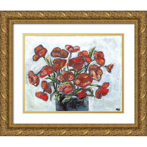Handpicked Poppies Gold Ornate Wood Framed Art Print with Double Matting by Chapman, Marcy