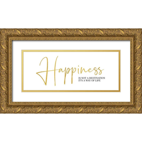 Sentiment Art panel III-Happiness Gold Ornate Wood Framed Art Print with Double Matting by Reed, Tara