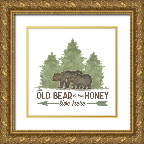 Lost in Woods V-Old Bear Gold Ornate Wood Framed Art Print with Double Matting by Reed, Tara