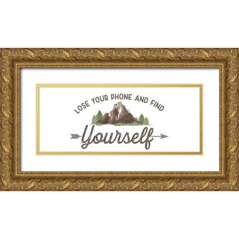 Lost in Woods panel I-Find Yourself Gold Ornate Wood Framed Art Print with Double Matting by Reed, Tara