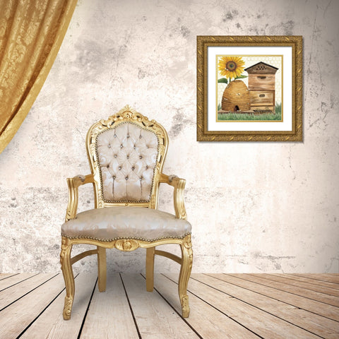 Honey Bees And Flowers Please IX Gold Ornate Wood Framed Art Print with Double Matting by Reed, Tara