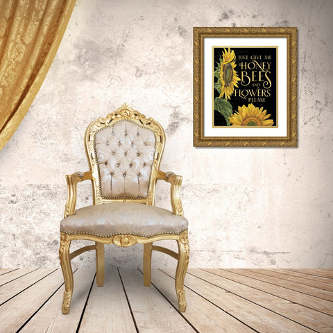Honey Bees And Flowers Please portrait I-Give me Honey Bees Gold Ornate Wood Framed Art Print with Double Matting by Reed, Tara