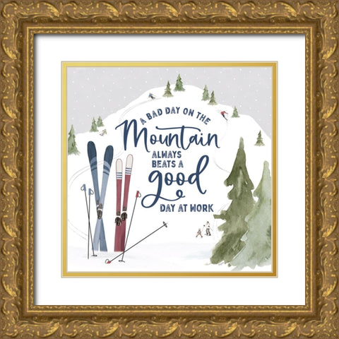 Winter Mountain Getaway IV-A Bad Day Gold Ornate Wood Framed Art Print with Double Matting by Tara Reed