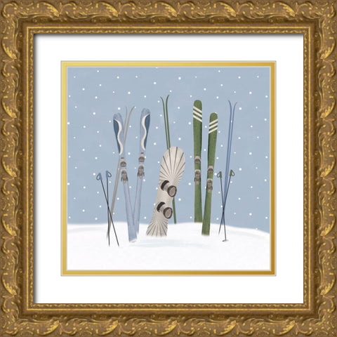 Winter Mountain Getaway X Gold Ornate Wood Framed Art Print with Double Matting by Tara Reed