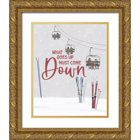 Winter Mountain Getaway portrait II-What Goes Up Gold Ornate Wood Framed Art Print with Double Matting by Tara Reed