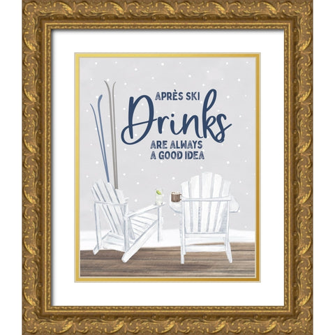 Winter Mountain Getaway portrait III-Drinks Gold Ornate Wood Framed Art Print with Double Matting by Tara Reed