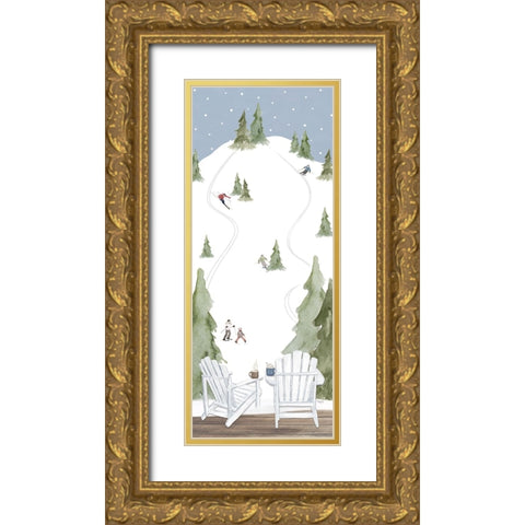 Winter Mountain Getaway panel II Gold Ornate Wood Framed Art Print with Double Matting by Tara Reed