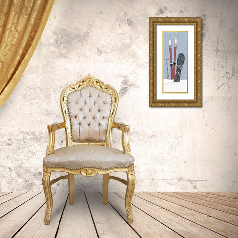 Winter Mountain Getaway panel III Gold Ornate Wood Framed Art Print with Double Matting by Tara Reed