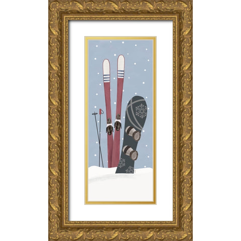 Winter Mountain Getaway panel III Gold Ornate Wood Framed Art Print with Double Matting by Tara Reed