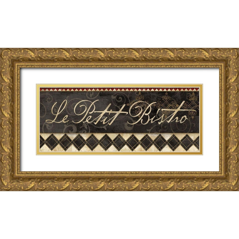 Le Cafe Sign II Gold Ornate Wood Framed Art Print with Double Matting by Coulter, Cynthia