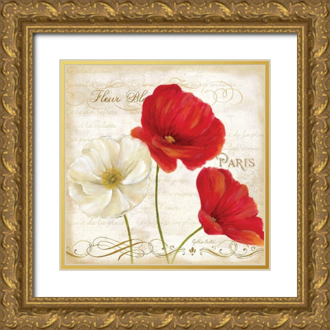 Paris Poppies I Gold Ornate Wood Framed Art Print with Double Matting by Coulter, Cynthia