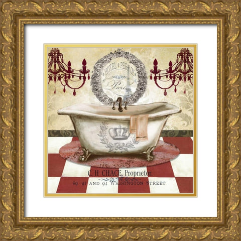 Red French Bath I Gold Ornate Wood Framed Art Print with Double Matting by Tre Sorelle Studios