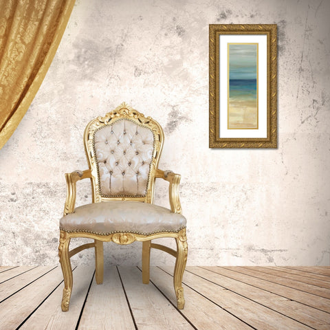 Navy Blue Horizons Panel I Gold Ornate Wood Framed Art Print with Double Matting by Coulter, Cynthia