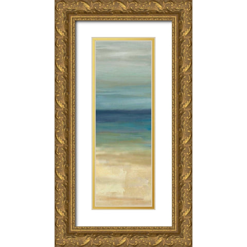 Navy Blue Horizons Panel I Gold Ornate Wood Framed Art Print with Double Matting by Coulter, Cynthia