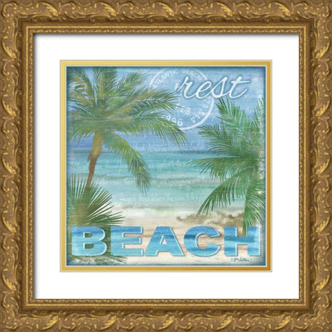 Beach Palm I Gold Ornate Wood Framed Art Print with Double Matting by Killeen, Jen