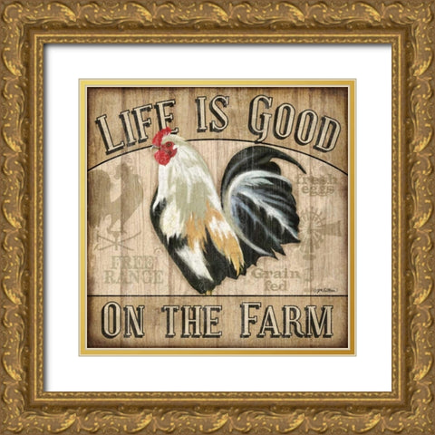 Country Rooster II Gold Ornate Wood Framed Art Print with Double Matting by Killeen, Jen
