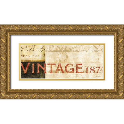 Vin Sign I Gold Ornate Wood Framed Art Print with Double Matting by Gladding, Pamela
