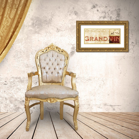 Vin Sign II Gold Ornate Wood Framed Art Print with Double Matting by Gladding, Pamela