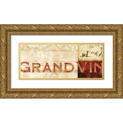 Vin Sign II Gold Ornate Wood Framed Art Print with Double Matting by Gladding, Pamela