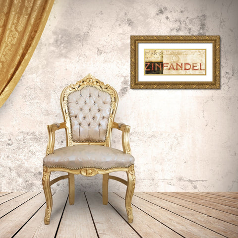 Vin Sign III Gold Ornate Wood Framed Art Print with Double Matting by Gladding, Pamela
