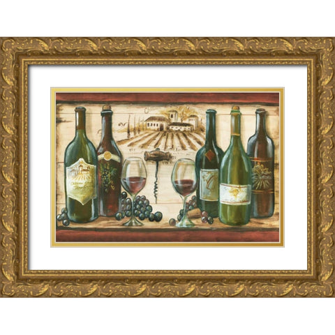 Wooden Wine Landscape Gold Ornate Wood Framed Art Print with Double Matting by Tre Sorelle Studios