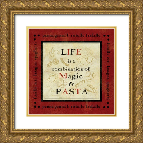 Pasta Sayings I Gold Ornate Wood Framed Art Print with Double Matting by Gladding, Pamela